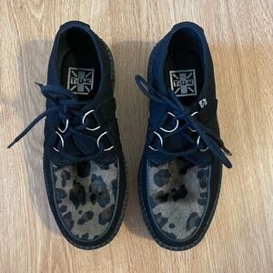 T.U.K Black and Olive Leopard print Suede Creepers Size 7 Women’s/Men’s Size 5